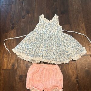 SweetHoney Blue Floral Eyelet tunic with Pink shorts